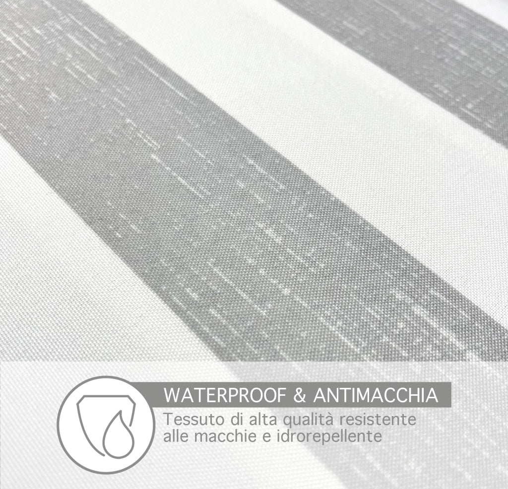Tovaglia Antimacchia Idrorepellente Fantasia Rigata In Tutte Le Misure Antiscivolo Proteggi Tavolo Copritavolo A Righe Quadrata Rettangolare Cucina Salotto Interno Esterno - Riga Grigio - 140x180Cm