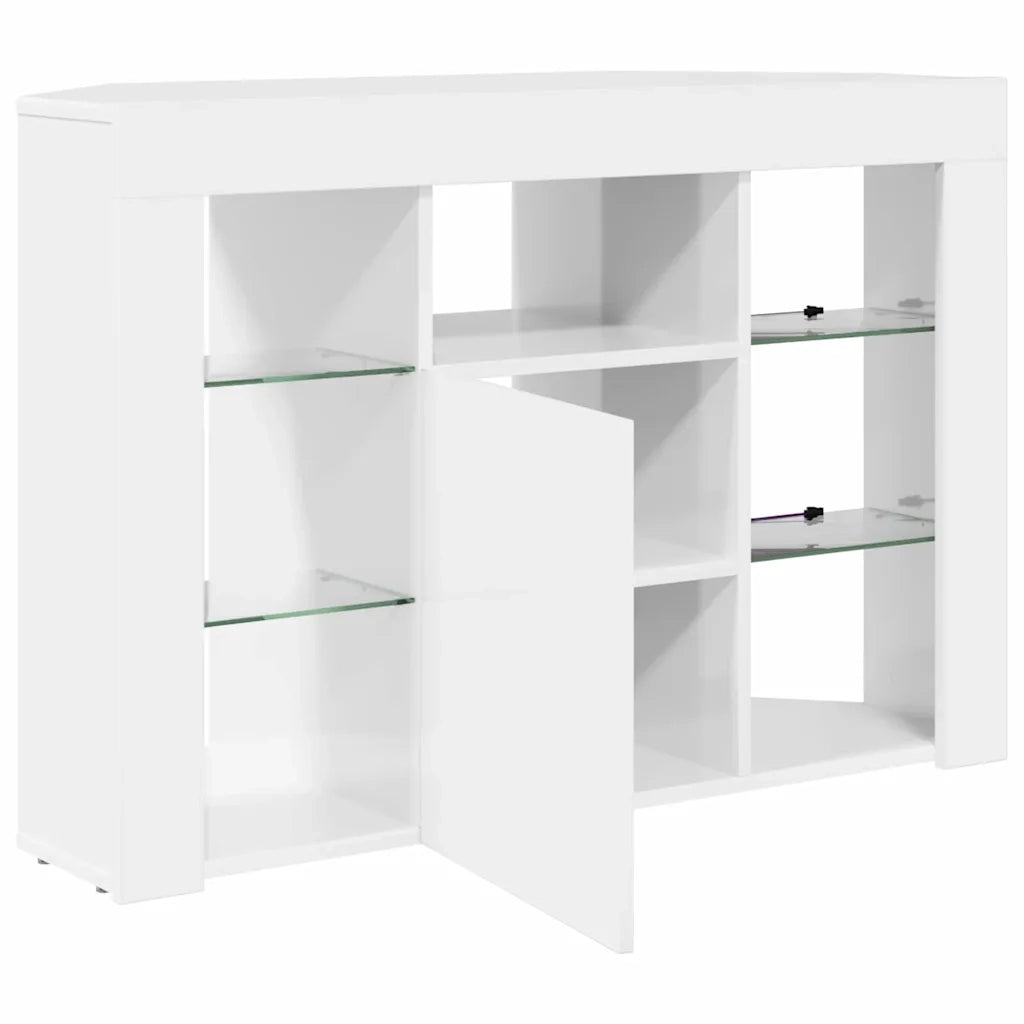 Mobile TV LED Angolare Bianco ad Alto Lucido 100x40x68cm