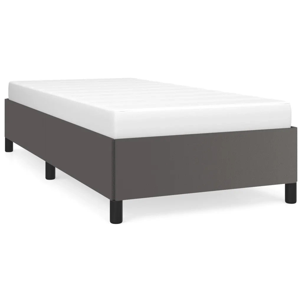 Letto singolo | Letto per adulti | Giroletto Grigio 90x190 cm in Similpelle