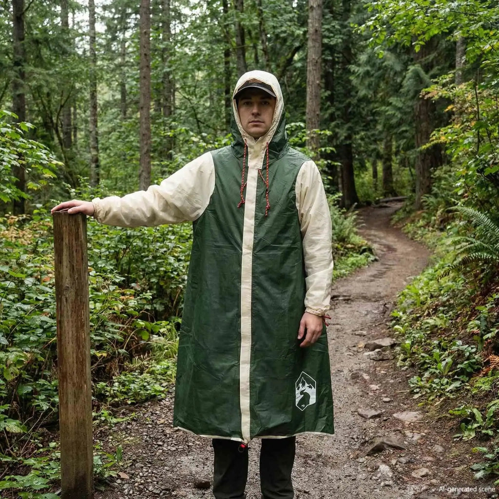 Poncho da pioggia 2-in-1 con cappuccio Verde 262 x 126 x 130 cm