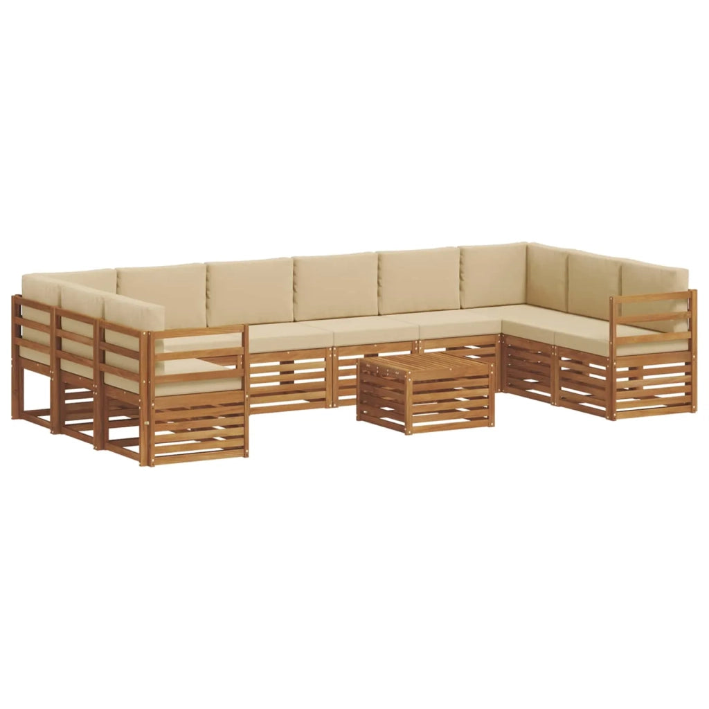 Set divano sezionale con cuscino 11 pcs Naturale e Beige 3375583