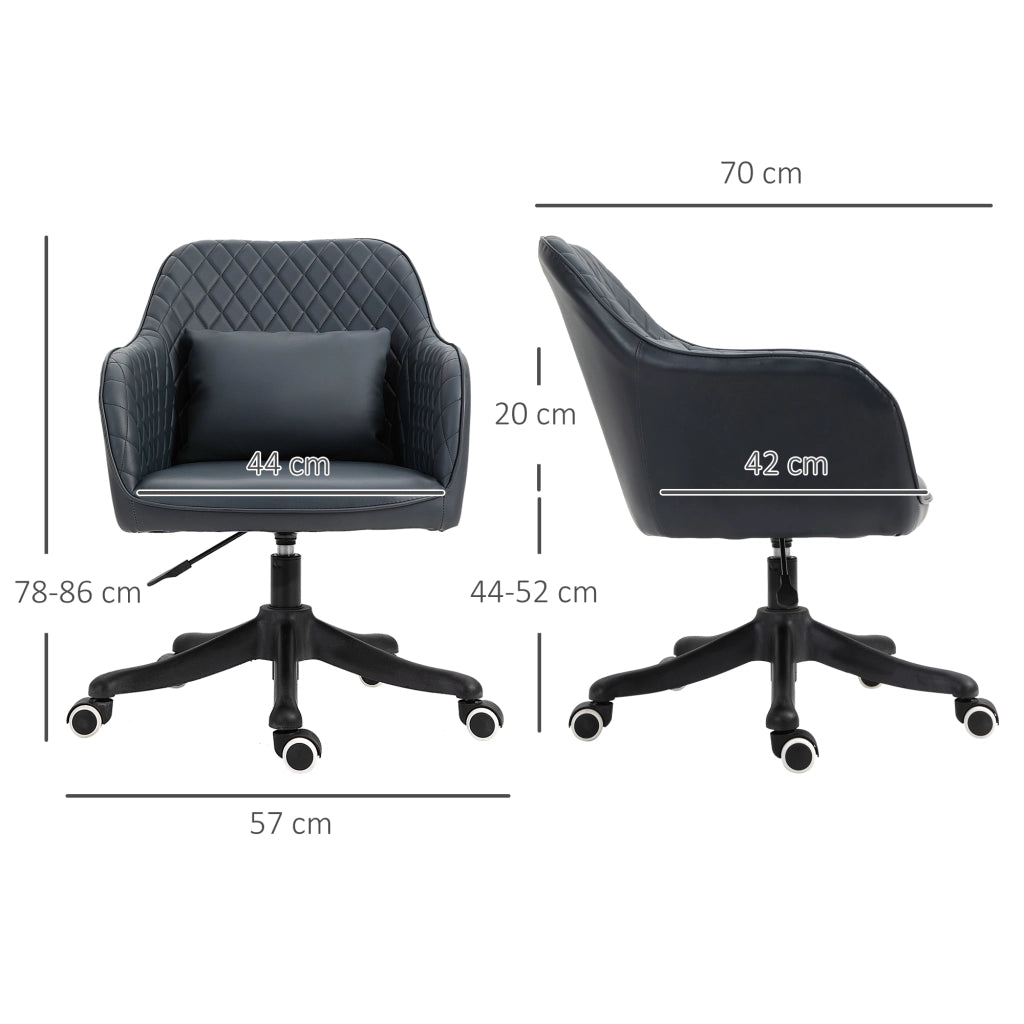 Easycomfort Sedia da Ufficio Massaggiante a 2 Punti Vibrante con Cuscino e Alimentazione USB, Poltrona Ufficio con Braccioli e Altezza Regolabile, Nero