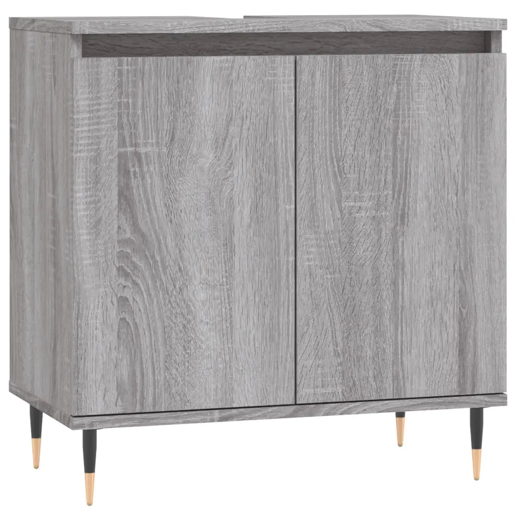 Set Mobili da Bagno 3 pz Grigio Sonoma in Legno Multistrato
