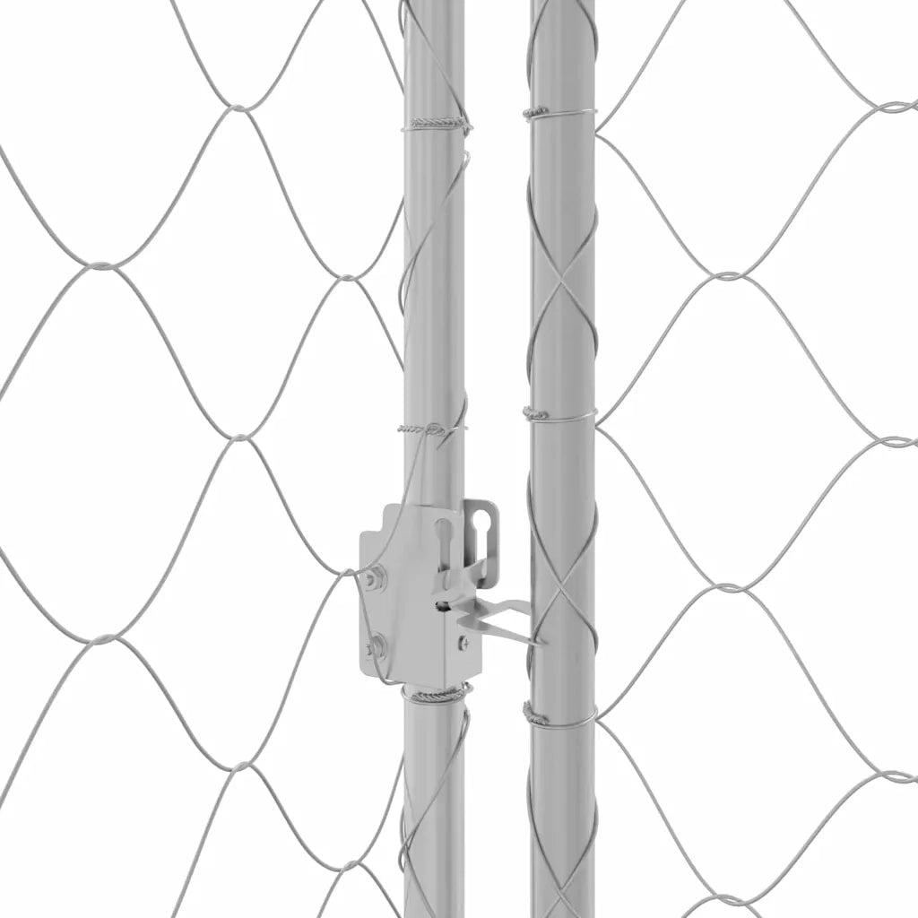 Gabbia per Cani con Tetto Argento 200 x 200 x 258 cm