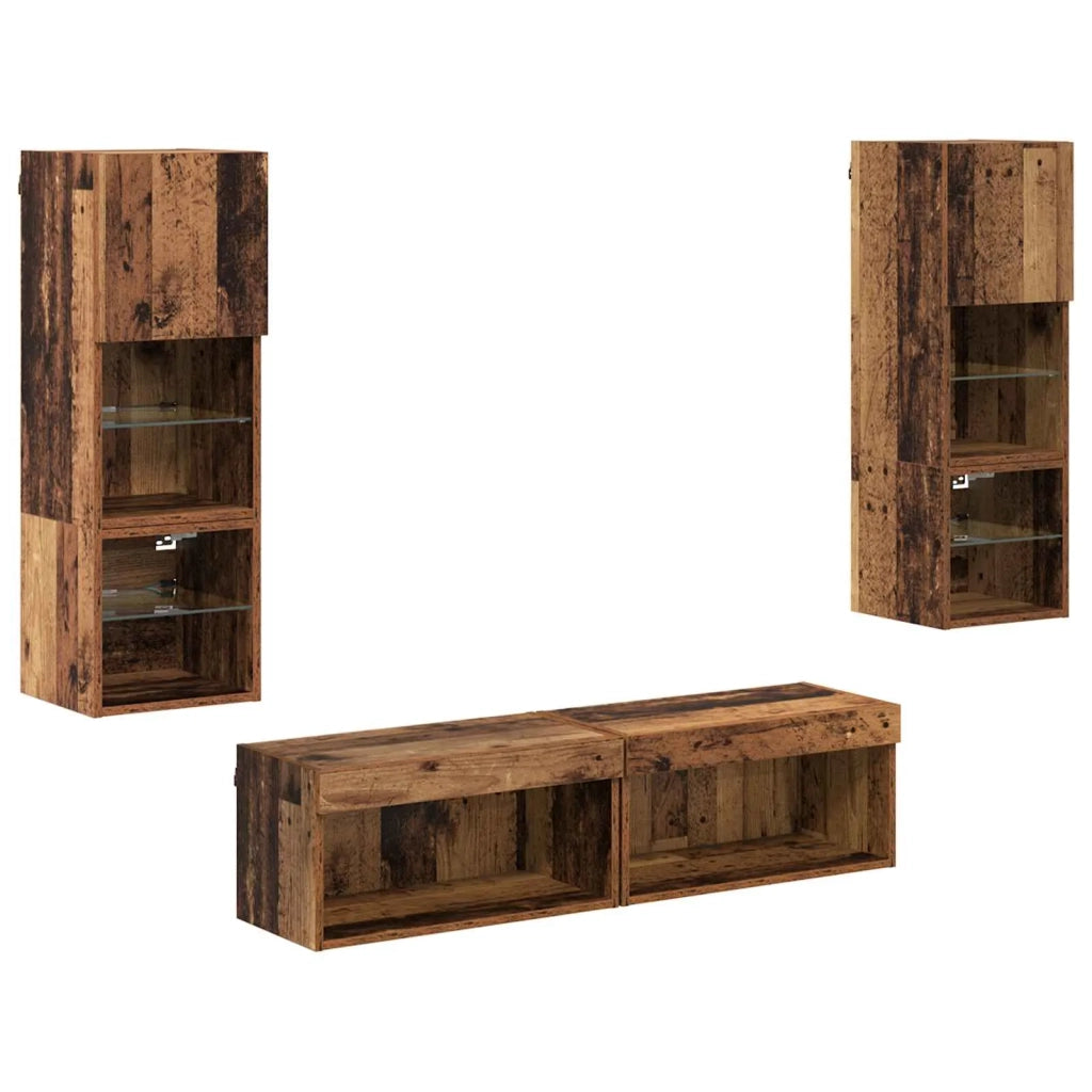 Unità TV da Parete 6 pcs Legno vecchio Legno multistrato 3402929
