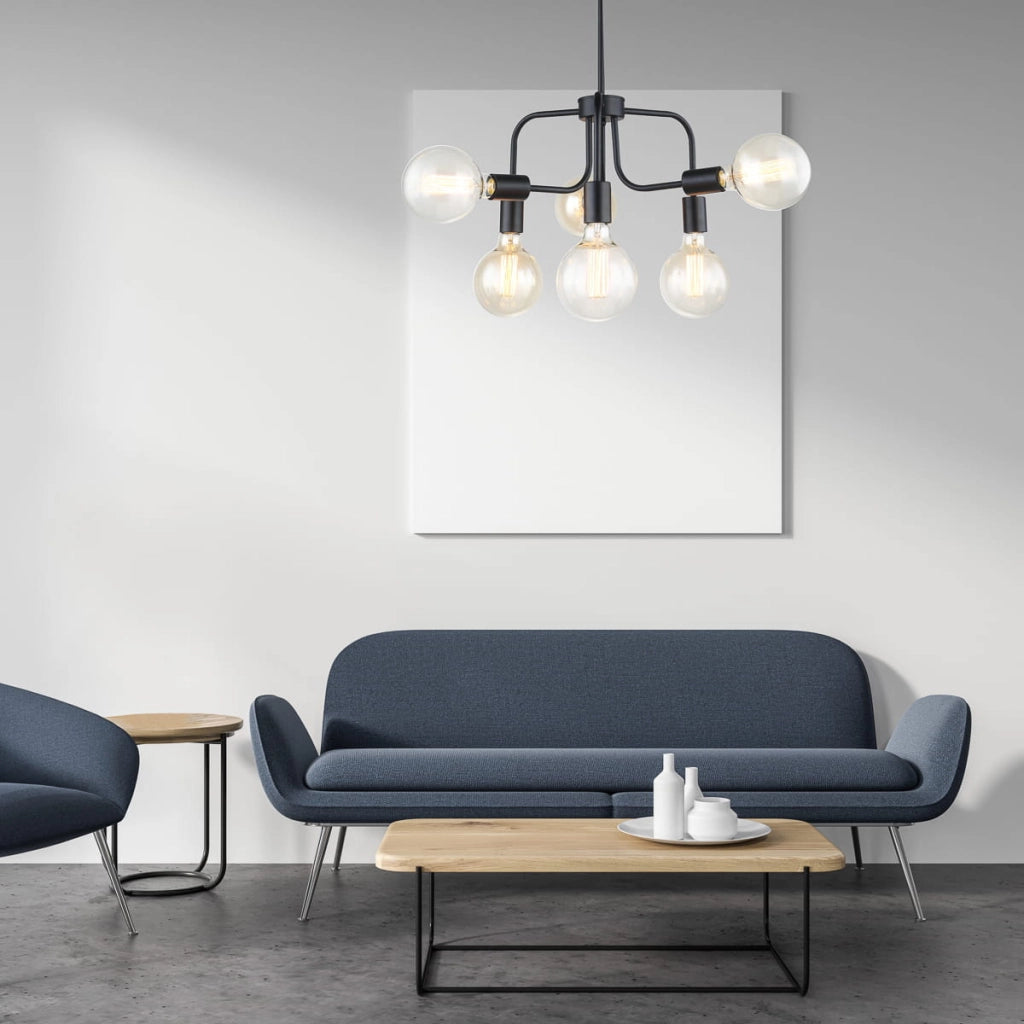 Lampadario Italux Kristy industriale nero 6xE27 MDM-3678/6BK