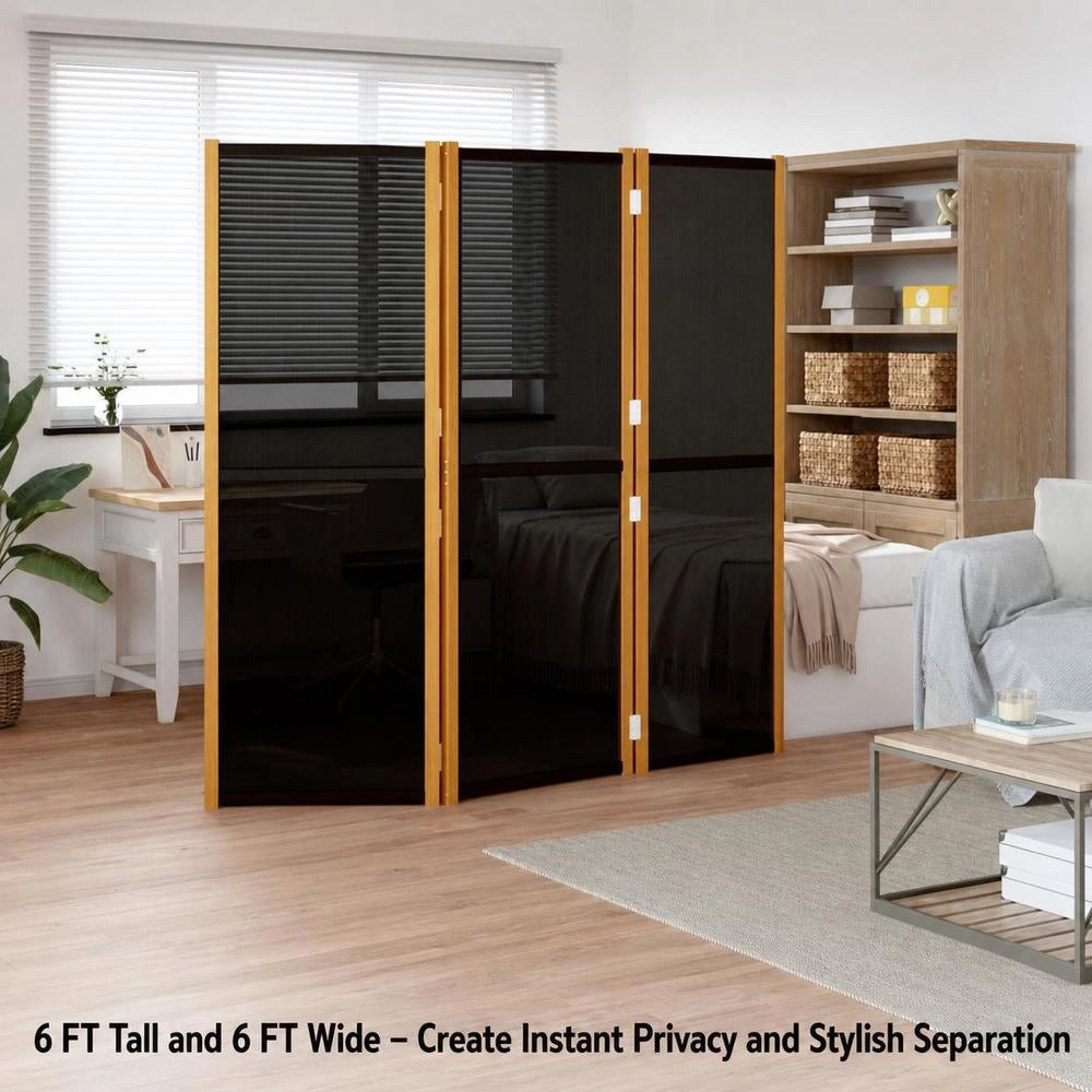 3-piece Room Divider, Black, 210x180 Cm