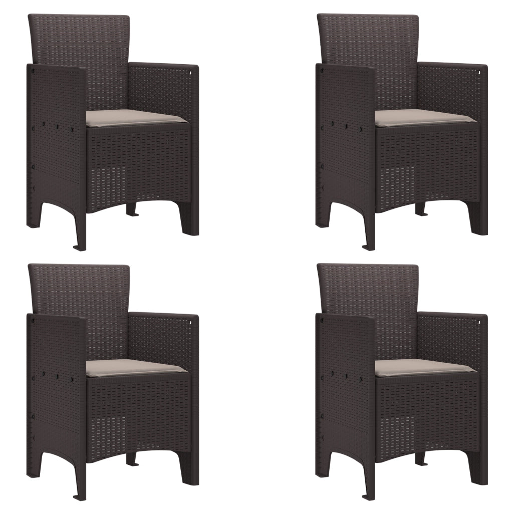 Set da pranzo da giardino 5 pezzi con cuscini Polirattan marrone
