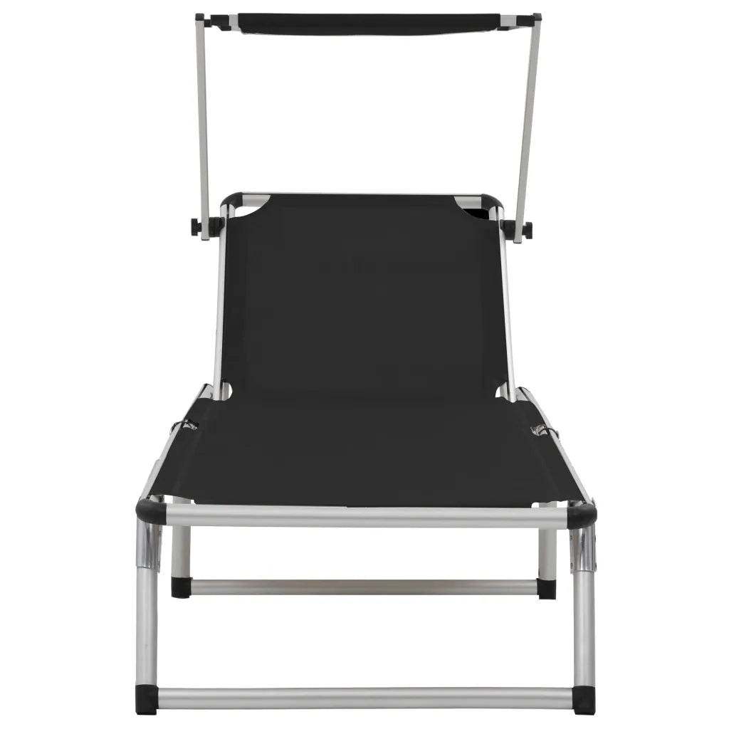 Lettini da Lettino sole | Sdraio da giardino | Lettino da sole Pieghevoli Tettuccio 2 pz Alluminio Textilene