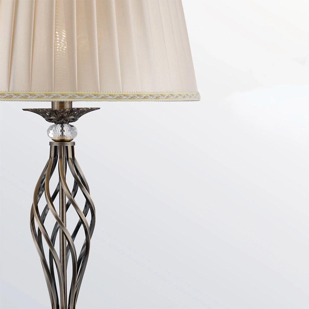 Piantana Shabby Chic Grace Metallo Ottone 1 Luce Diffusore Organza Beige