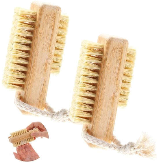 Set di borsette a martello in legno di betulla doppie - 2 pezzi - setole forti - corda da appendere - materiale in legno di betulla duraturo - spazzola a mano
