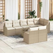 Set Divano da Giardino 9 pcs Beige e Bianco polyrattan