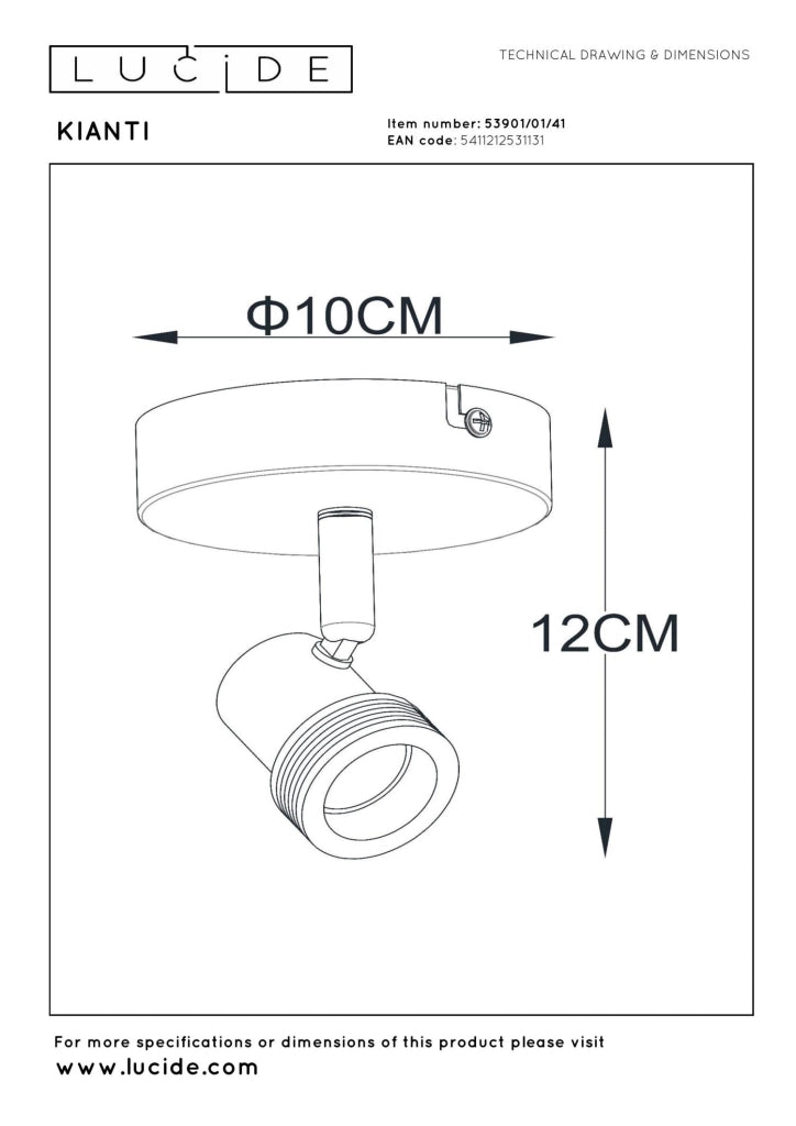 Spot soffitto KIANTI 1xGU10 taupe metallo Lucide