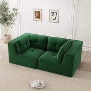 Divano angolare modulare 208x104x69 cm in corduroy verde; senza struttura rigida