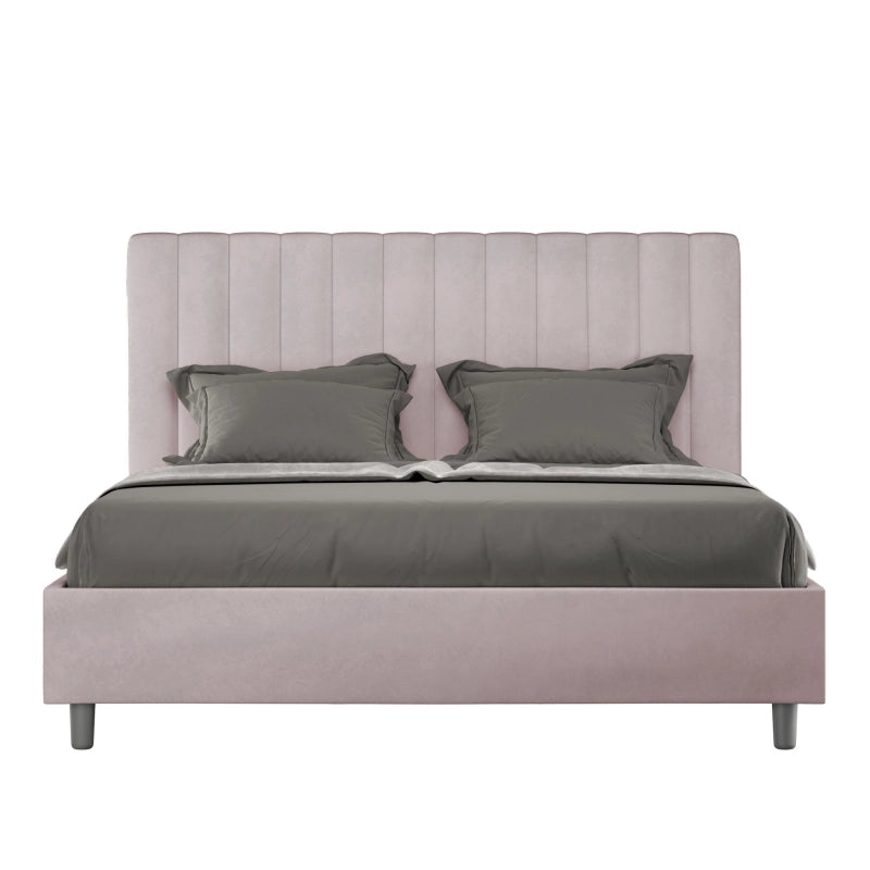 Letto imbottito Matrimoniale 160x200 cm Agueda - Senza rete,Glicine,Microfibra