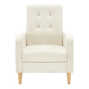 Poltrona relax con schienale alto e braccioli - in lino e legno massello - beige