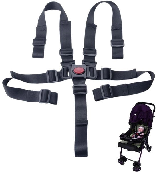 Cinturone di sicurezza 5 punti sistema - Cintura regolabile - Flessibilità in nylon - Adatto per seggiolino auto/seggiolone - Installazione facile - Cinturone per bambino
