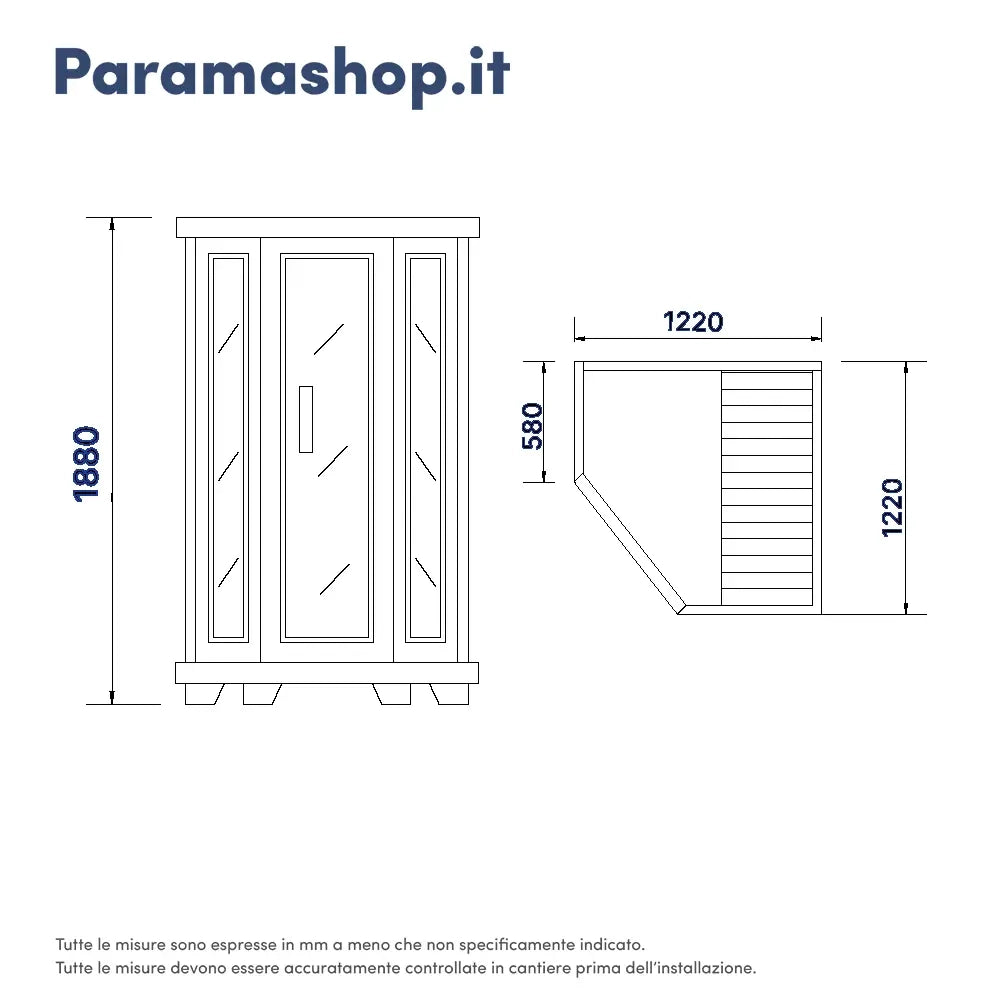 Sauna ad infrarossi 122x122 CM H188 in legno Hemlock con radio integrata | Tampere