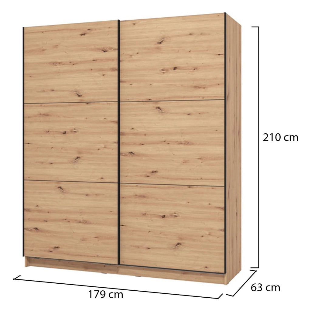 Armadio Camera da Letto Cerchio, Guardaroba Grande Appendiabiti, 179x210h cm Marrone Rovere Nodi
