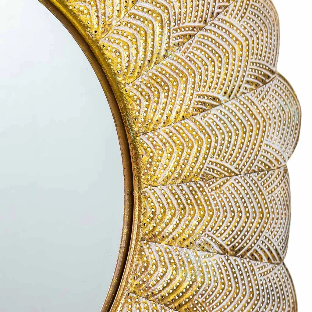 Specchio da parete in metallo dorato 72,5x4,5x72,5h