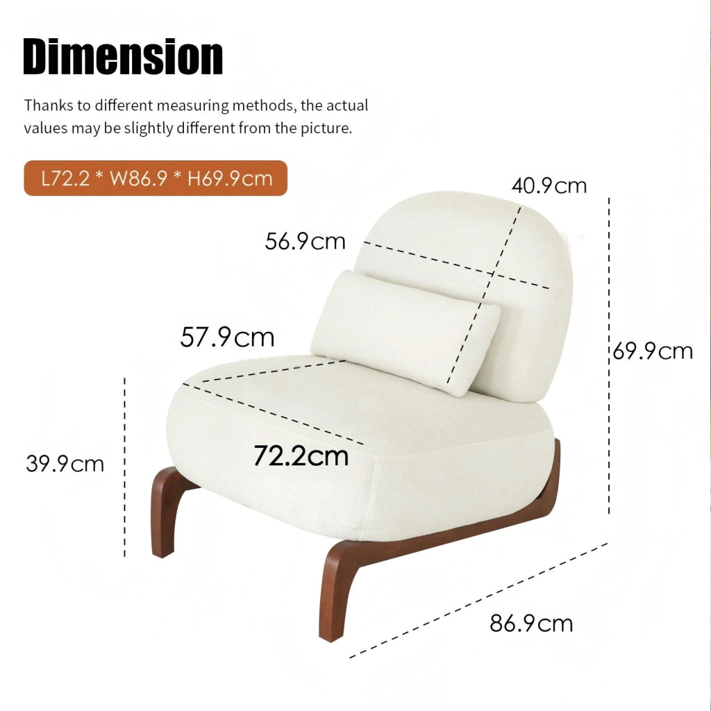 Poltrona 86.9x72.1x69.9 cm senza braccioli in velluto e legno bianca