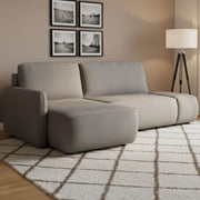Rezzo, Divano Letto con Penisola Contenitore, 229x148 cm Grigio