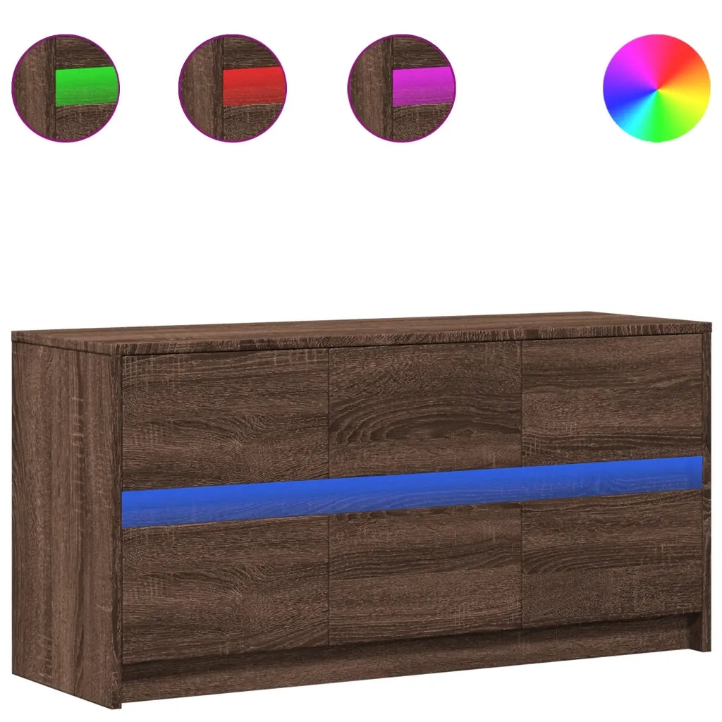 Mobile Porta TV con LED Rovere Marrone 100x34x50 cm Truciolato