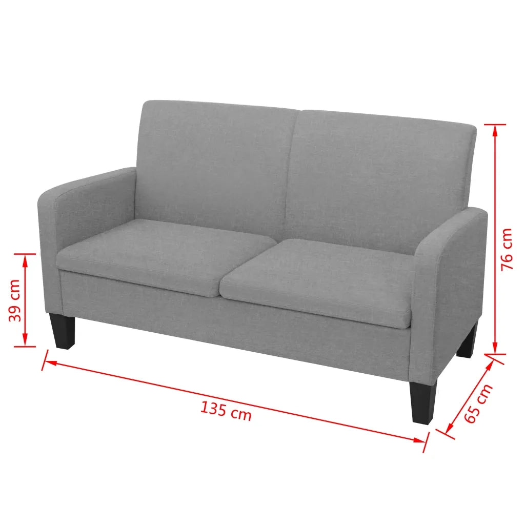 Divano a 2 Posti 135x65x76 cm Grigio Chiaro