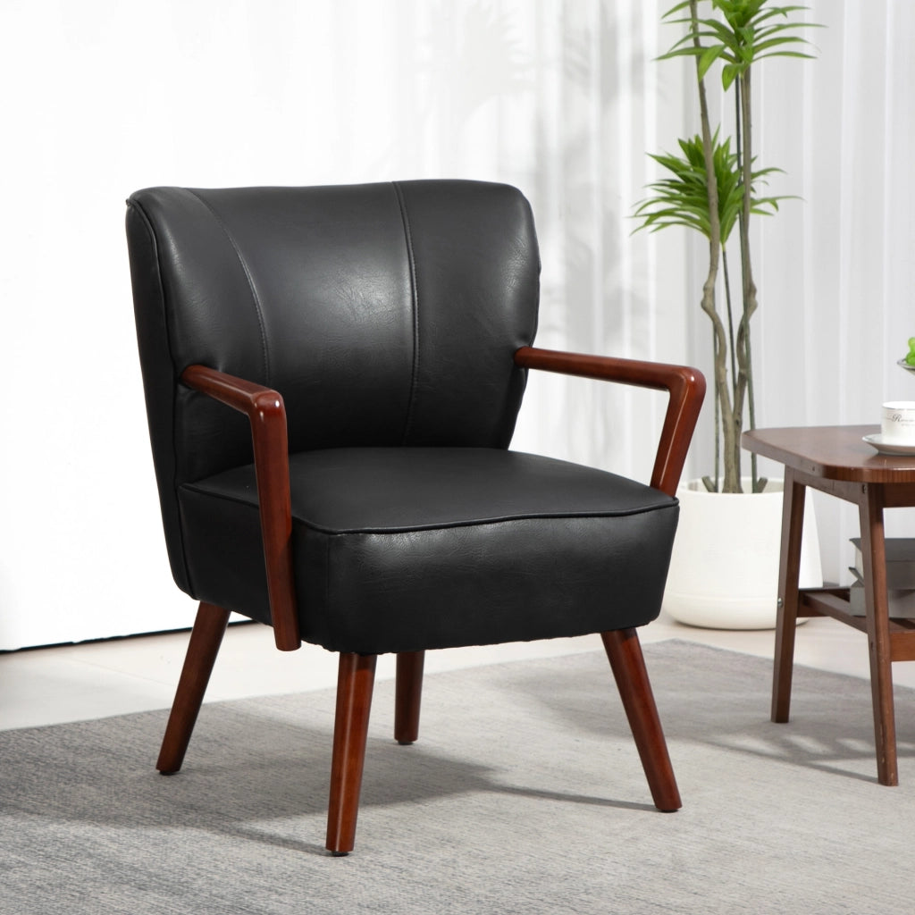 Poltrona in Similpelle ¨C Xylo ¨C Seduta Larga, Struttura Legno, Nero, 67x77x80 cm