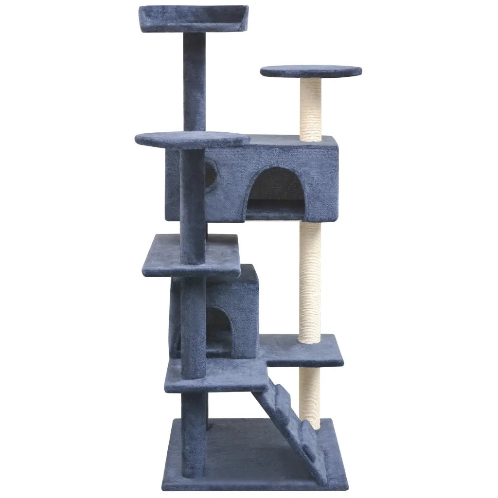 Albero per Gatti con Tiragraffi in Sisal 125 cm Blu Scuro 170479
