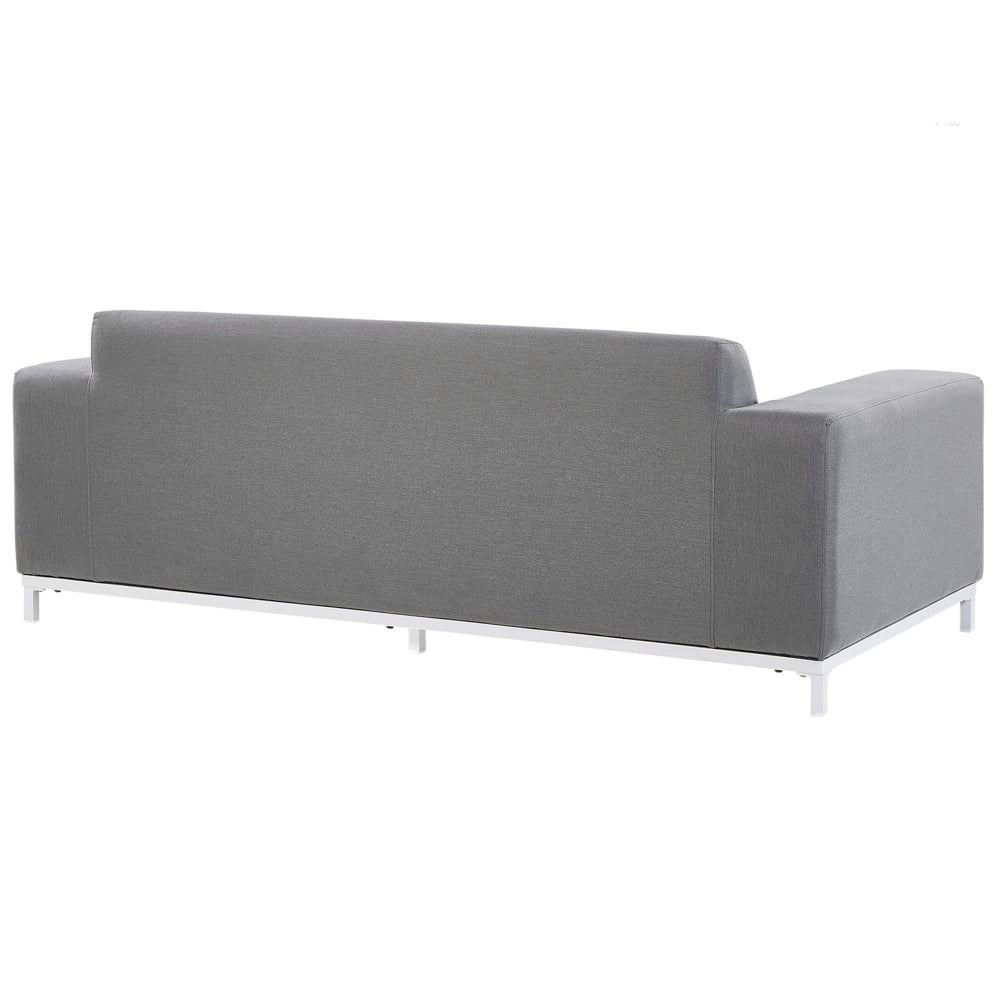 Set divano da giardino rivestimento in tessuto grigio gambe in alluminio bianco con ottomana 5 posti resistente agli agenti atmosferici