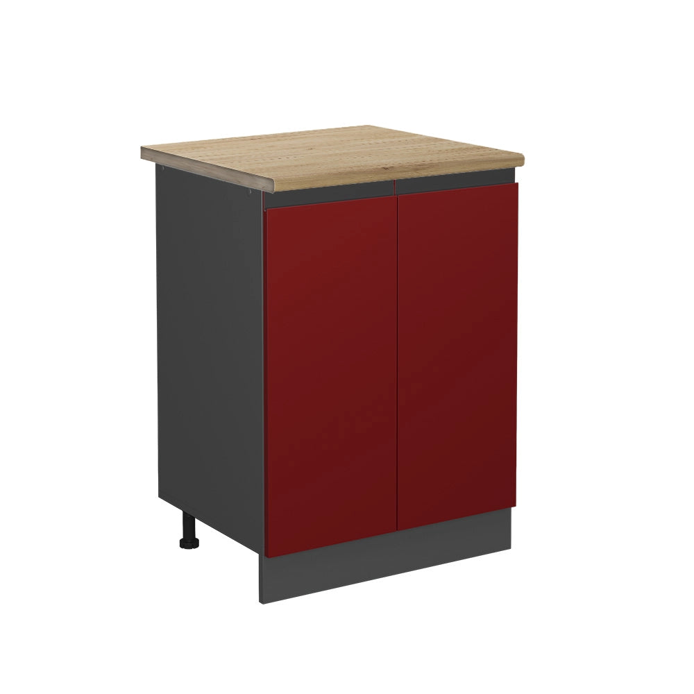 Vicco Mobiletto base cucina Rosso 60 cm , PL Rovere