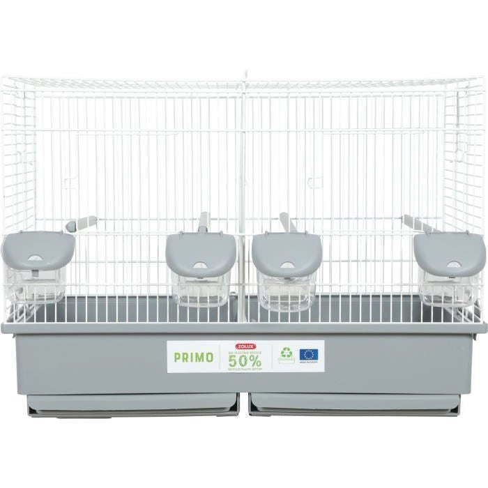 Gabbia per l'allevamento di uccelli Zolux Primo Cati - Per canarini mandarini - 57 x 34,5 x 41 cm - Bianco e grigio