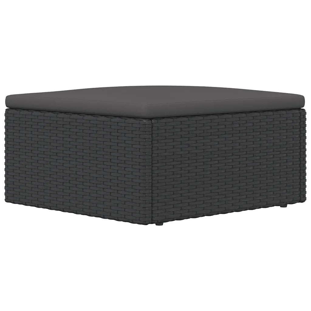 Sedia da giardino-Poggiapiedi da Giardino con Cuscino in Polyrattan Nero