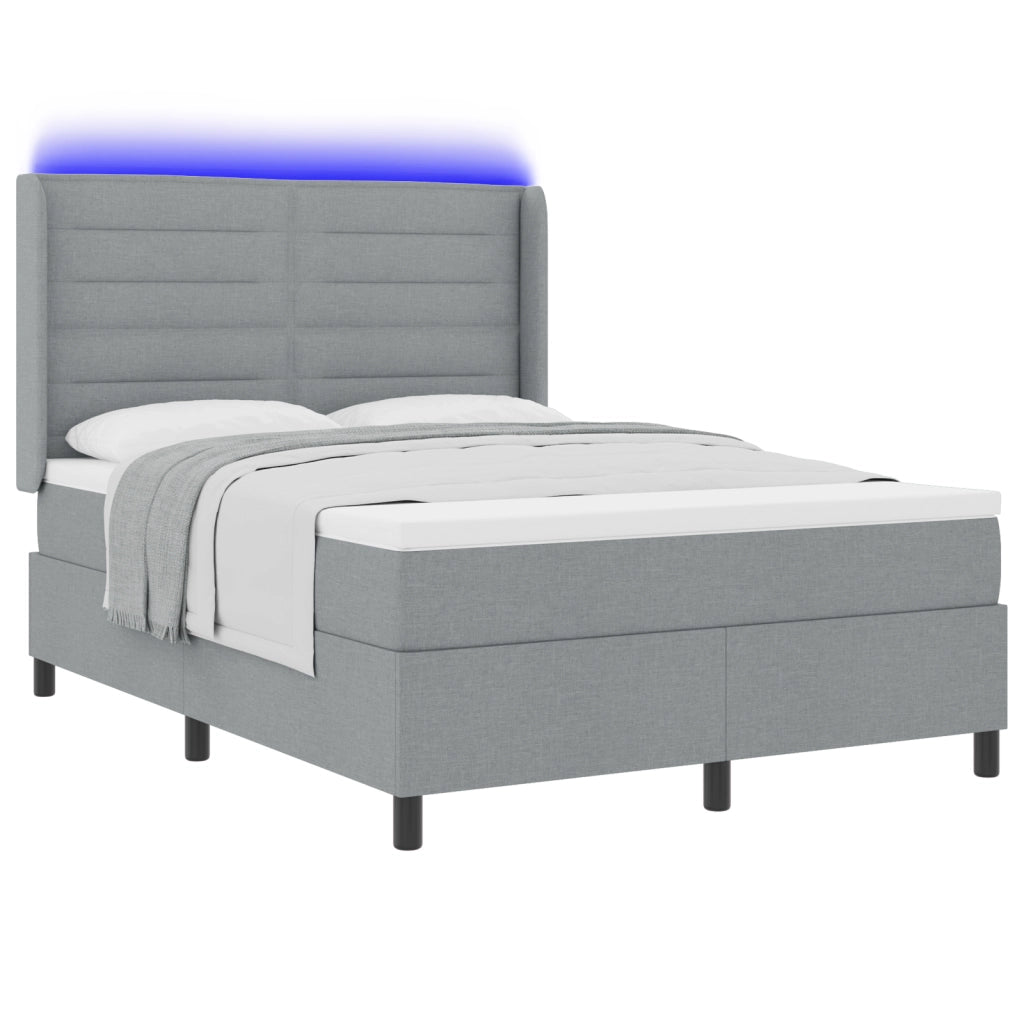 Letto a Balancelle con Materasso e Luce LED Grigio Chiaro 140x200 cm Tessuto