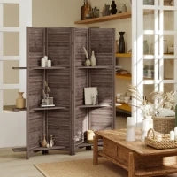 Paravento da interno in legno con 4 pannelli, Pieghevole, 160 x 170 cm, Noce