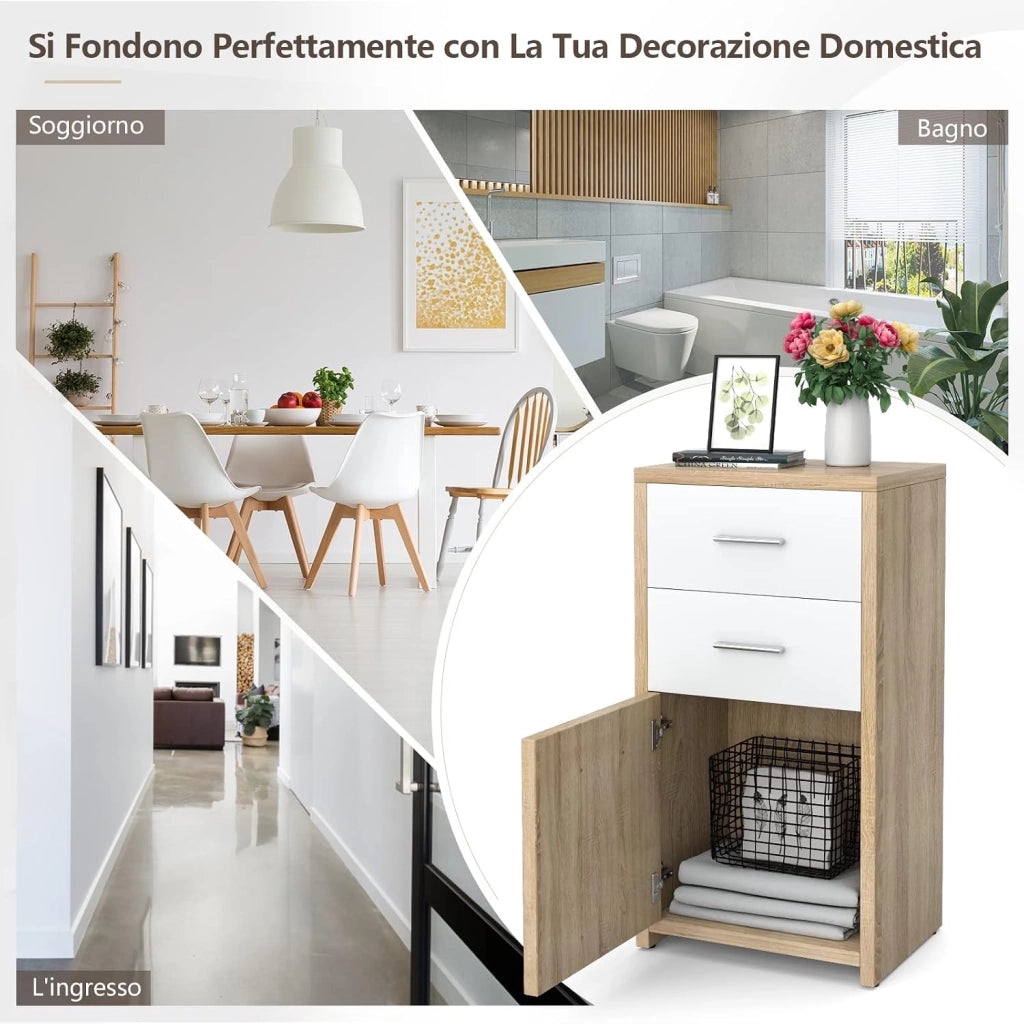 Armadio con 3 Cassetti, Mobiletto Multiuso in Stile Moderno, Ideale per Salone Camera da Letto Ufficio, 40 x 30 x 77,5 cm, Naturale