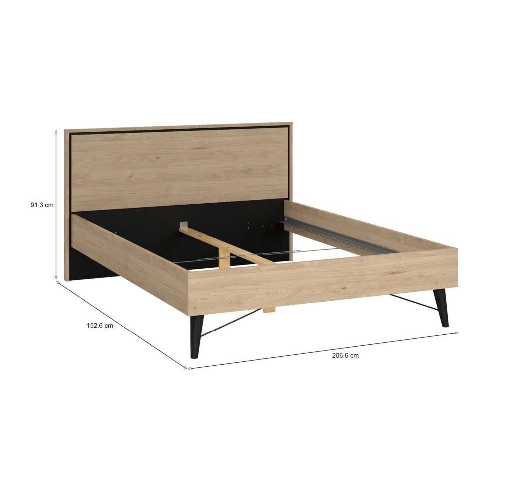Letto piazza e mezza Zocca, Sommier per camera da letto, Giroletto per stanza, Struttura porta materasso, 207x153 h91 cm, Rovere