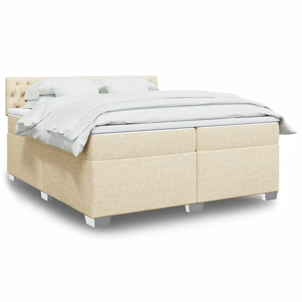 Giroletto a Molle con Materasso Crema 200x200 cm in Tessuto 3286007