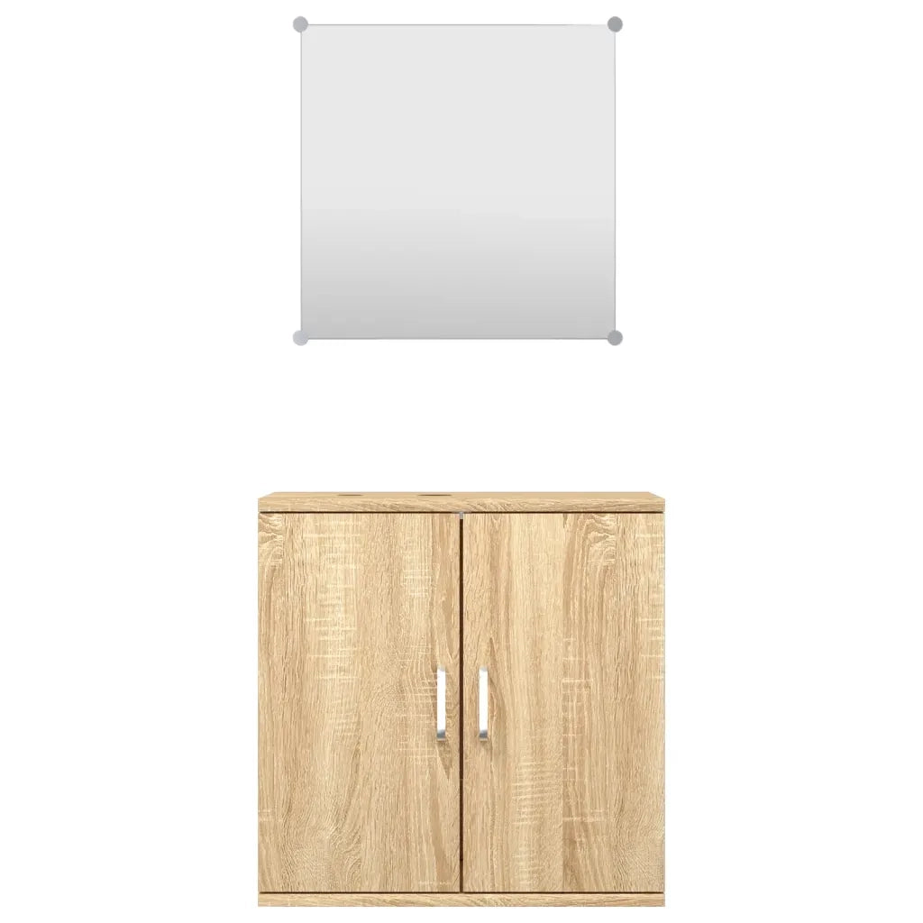 Set Mobili da Bagno 2 pz Rovere in Legno Multistrato