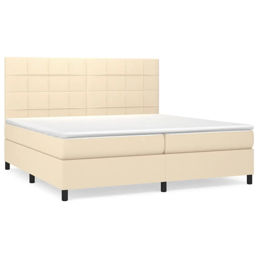 Giroletto a Molle con Materasso Crema 200x200 cm in Tessuto 3141806
