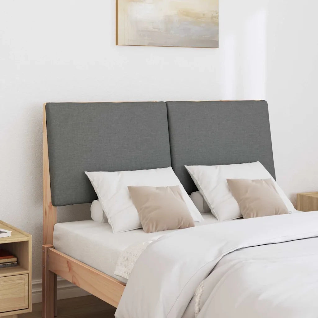 Testiera imbottita Grigio scuro 120 cm Pino massello 879295