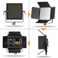 3x LED Niova 100-F Pro 100 W bicolore con treppiede per lampada, luce video dimmerabile, luce da studio con luce morbida, luce fotografica con telecomando