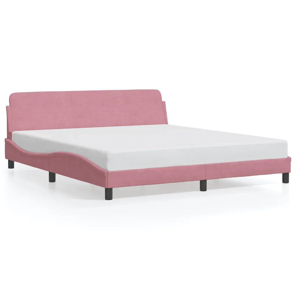 Giroletto con Testiera-Struttura Letto con testiera Dover Rosa 180x200 cm Velluto