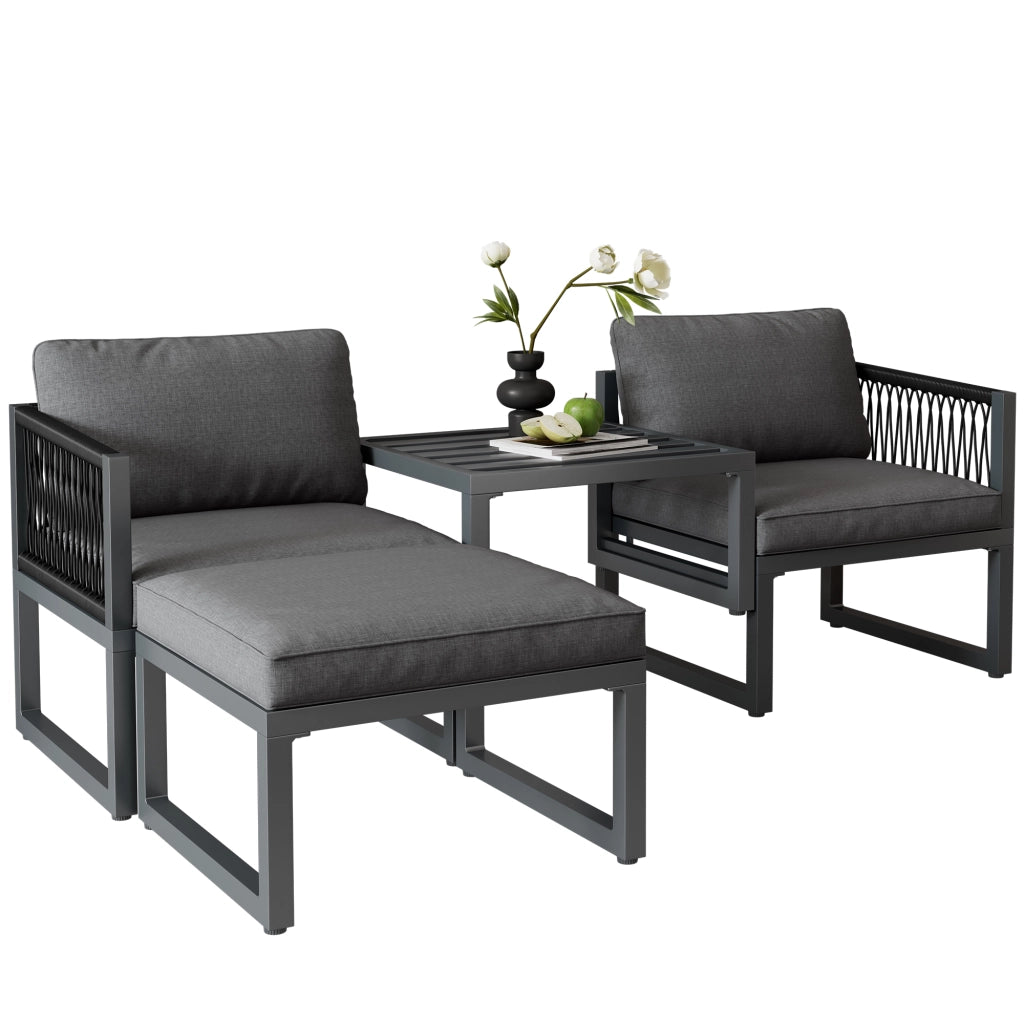 Set Divano da Giardino con Poggiapiedi ¨C MINIMAL ¨C Polyrattan, Modulare