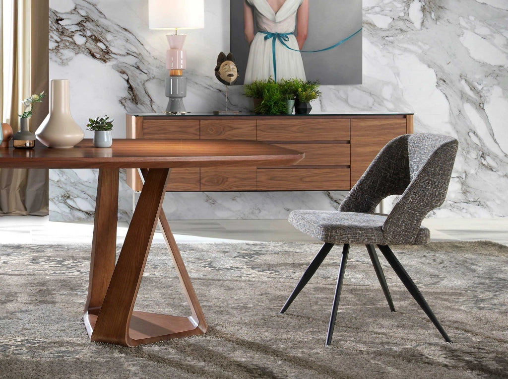 Sedia girevole in tessuto grigio