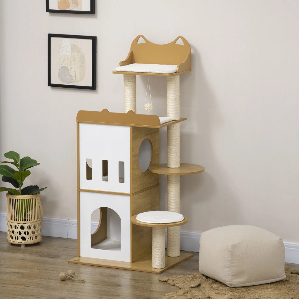 Albero per Gatti con Tiragraffi e 2 Casette ¨C zephmum ¨C 60x48x133 cm