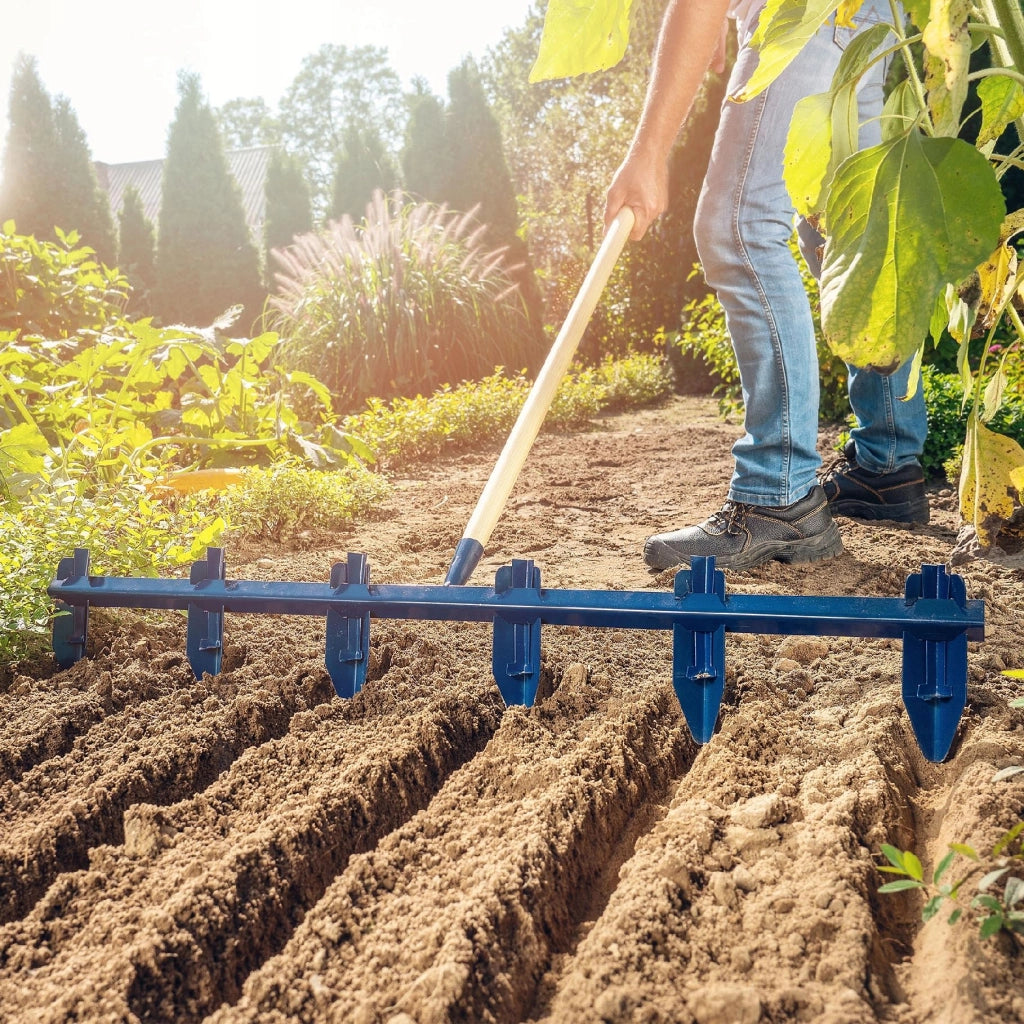 Marcatore da giardino KADAX per semina, file e campi, a 6 denti, 97 cm