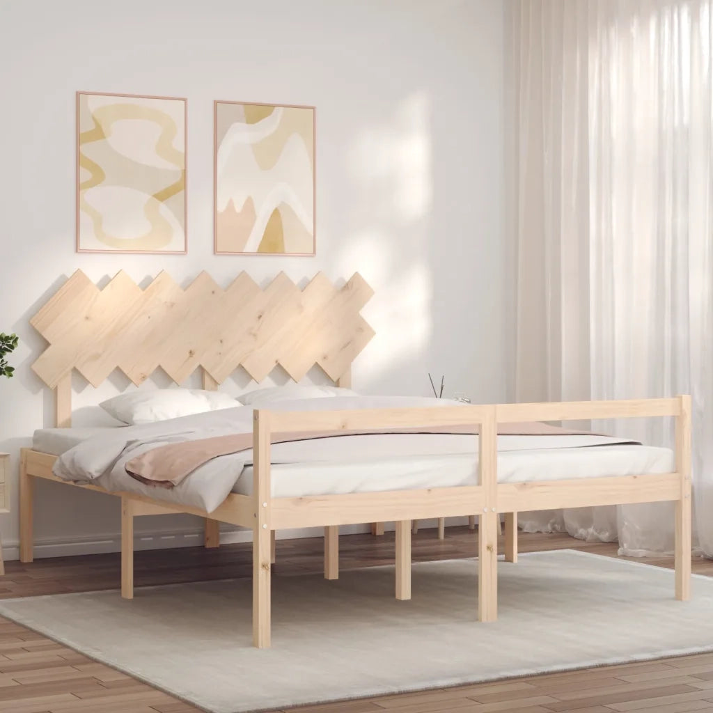 Letto per Anziani con Testiera 160x200 cm in Legno Massello 3195556