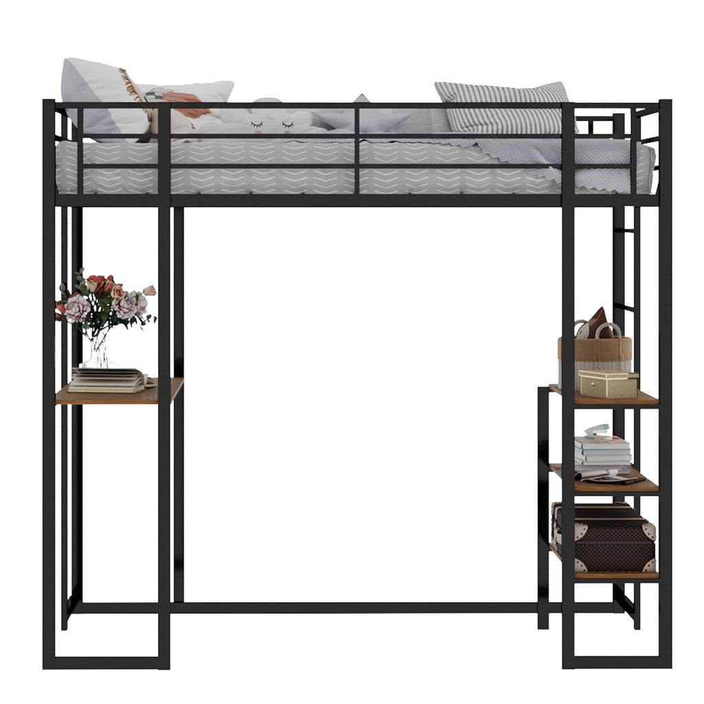 Letto in metallo con scrivania e scala, 90x190 cm